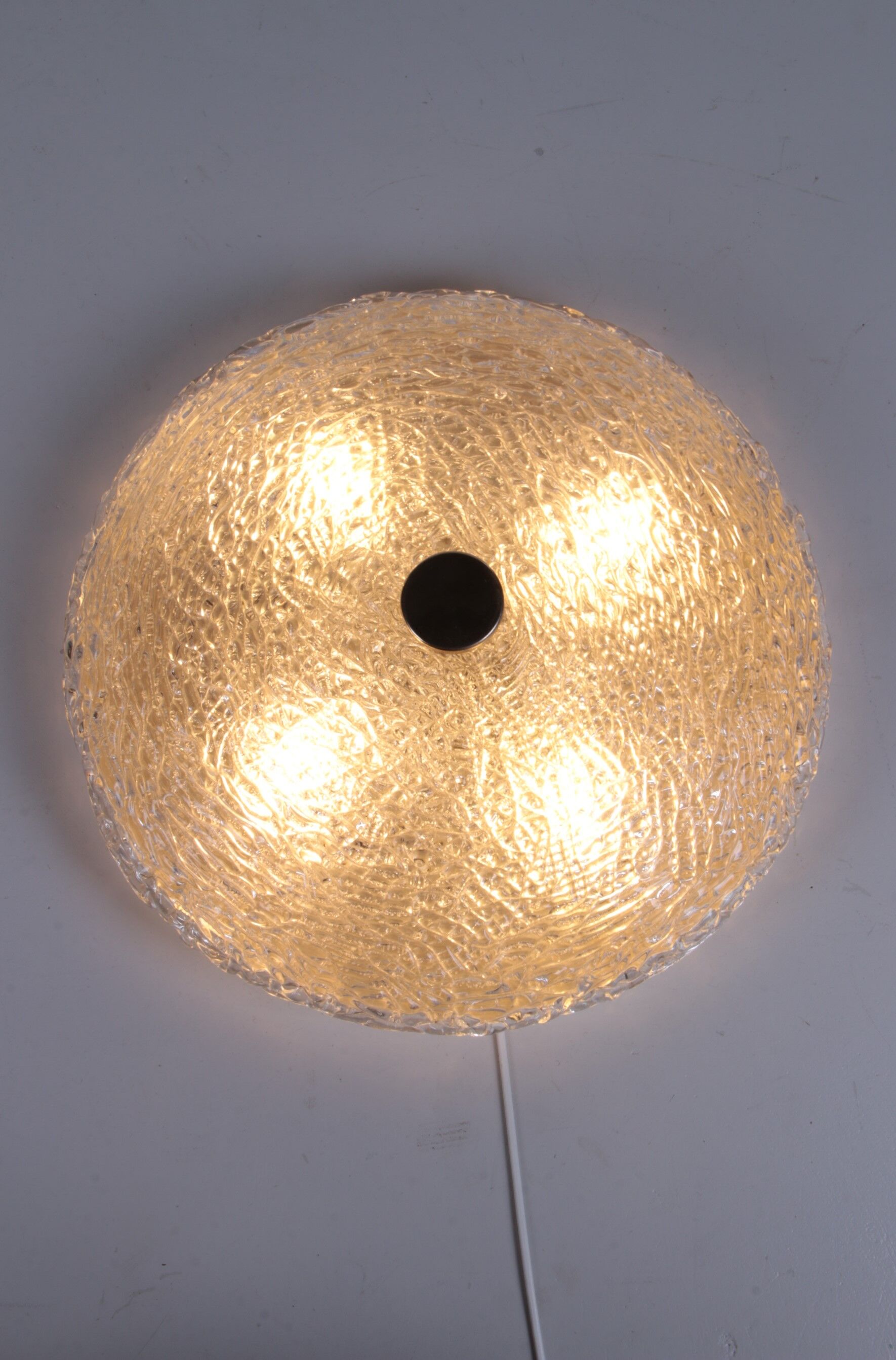 Vintage ceiling lamp with chrome and murano glass, 1960s