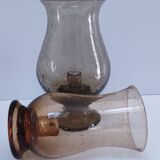 two bubble glass candle holders