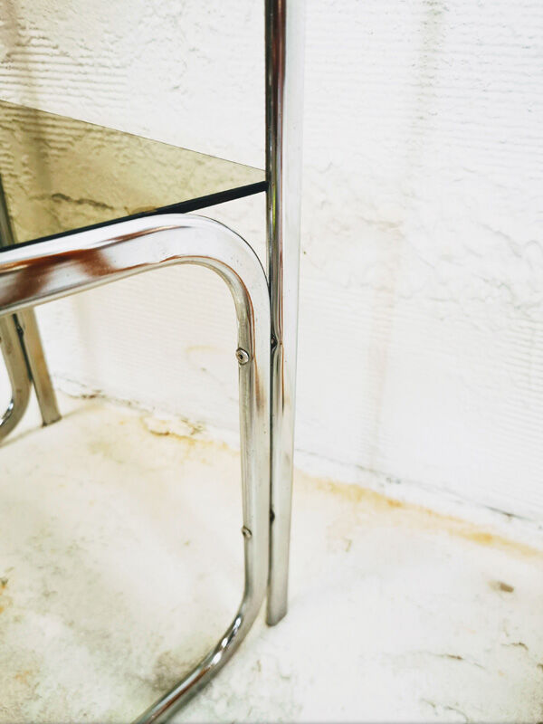 Sellette chrome smoked glass