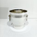 Seau à champagne en métal argenté, tête de lion