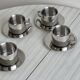 Lot de 4 tasses à café en inox avec sous-tasses