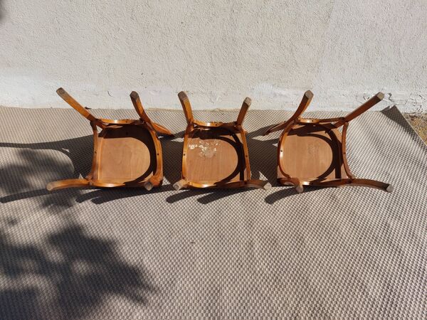 3 chaises bistrot Luterma, teinte chêne moyen