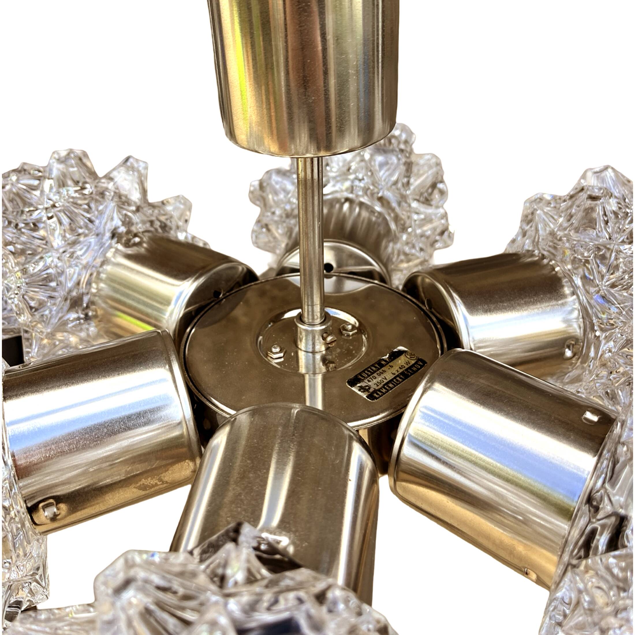 Sputnik chandelier, Kamenicky Senov, Czechoslovakia, 1970s.