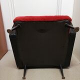 Lot de 2 fauteuils noirs rouges vintage retro années 50 60