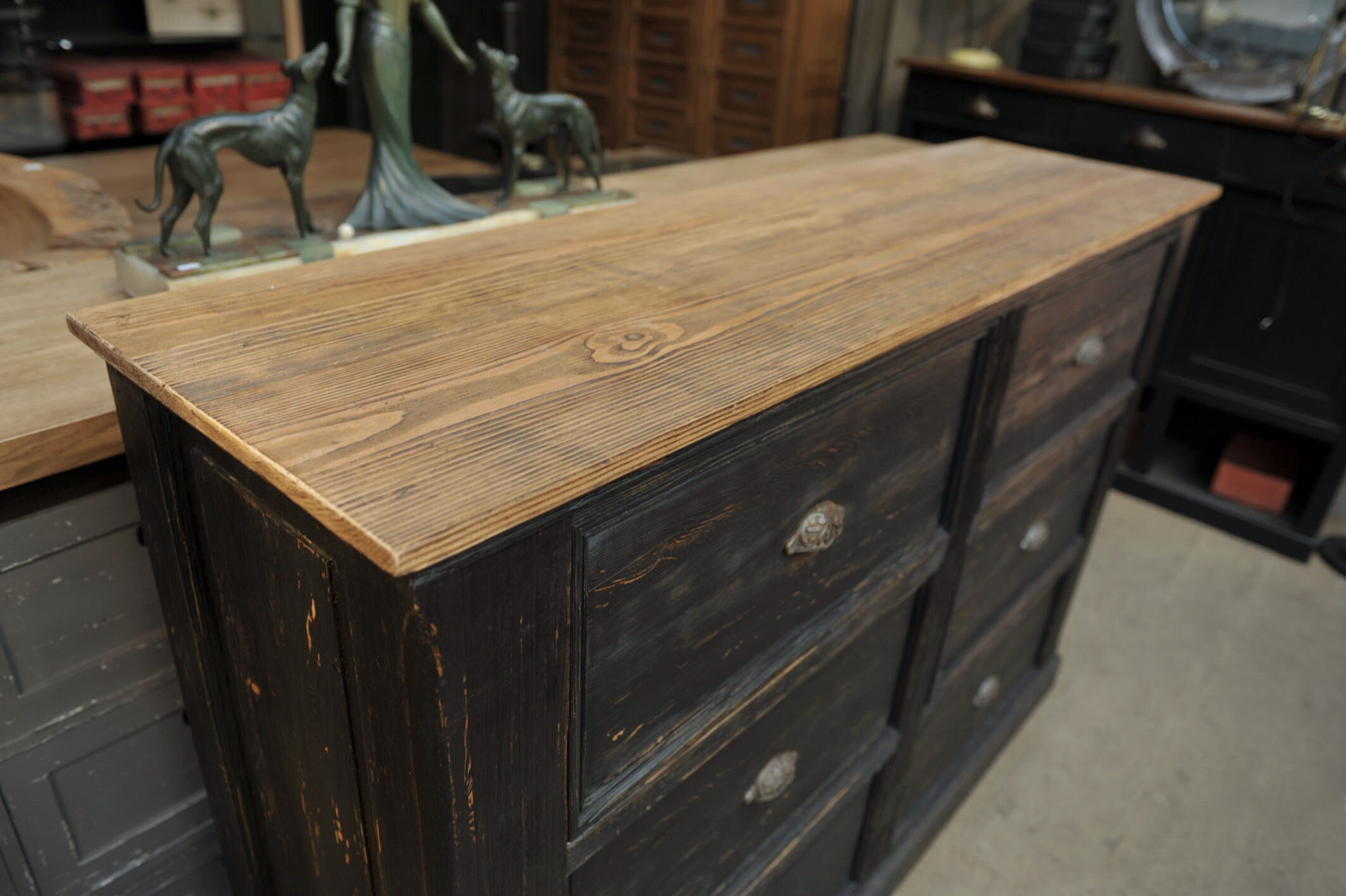 Old furniture with drawers 1950 in fir