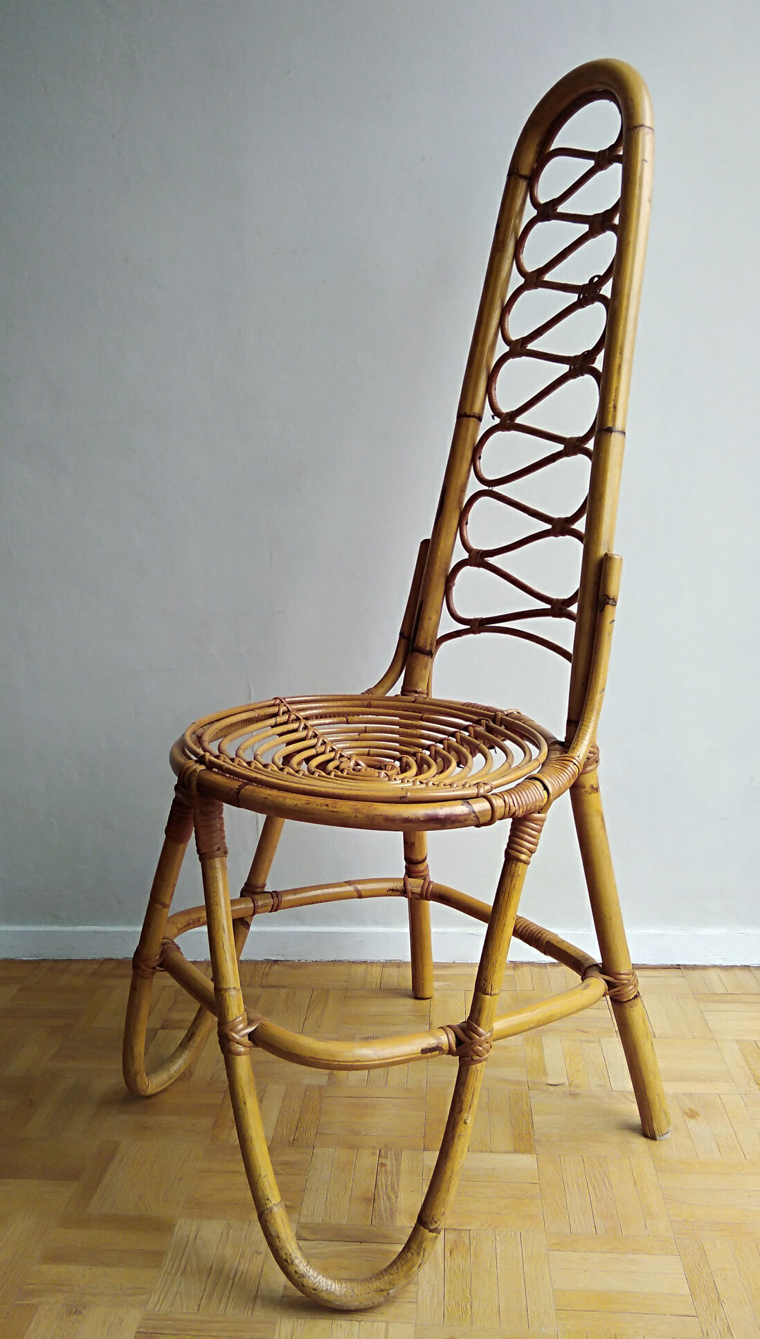 Chair rattan french work of the 1960