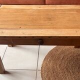 Old farmhouse coffee table in solid wood, 1 drawer