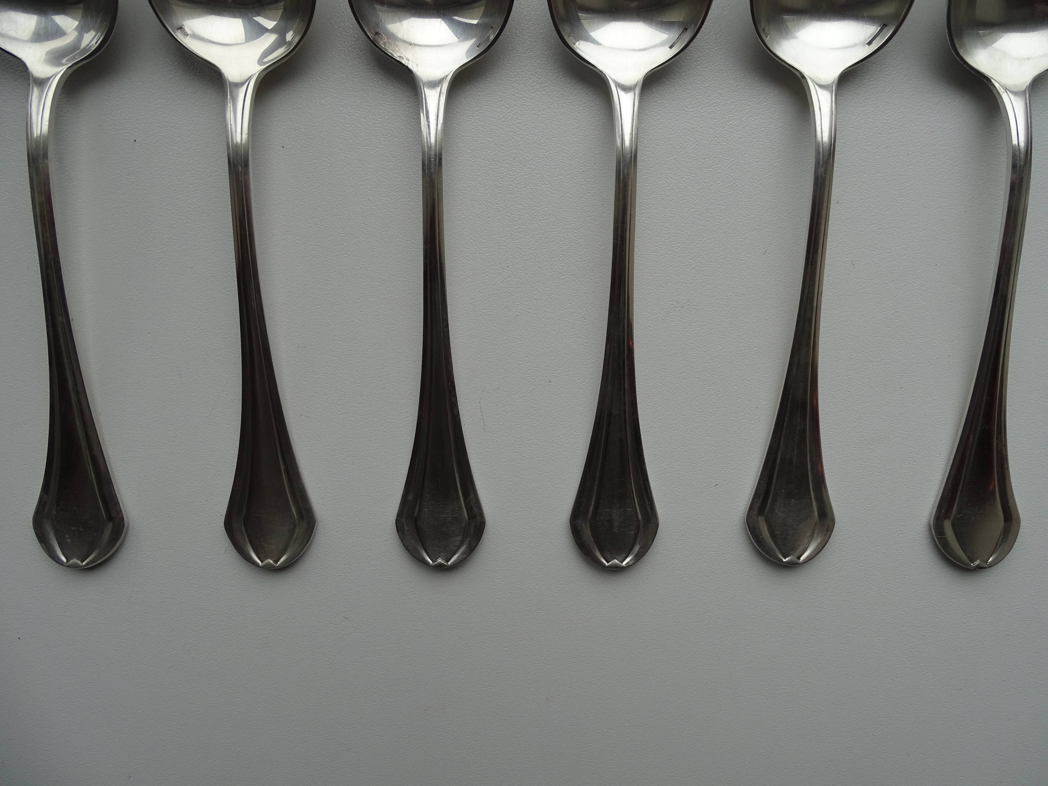 Christofle - 6 tablespoons / desserts silver metal model Printania - 20.2 cm