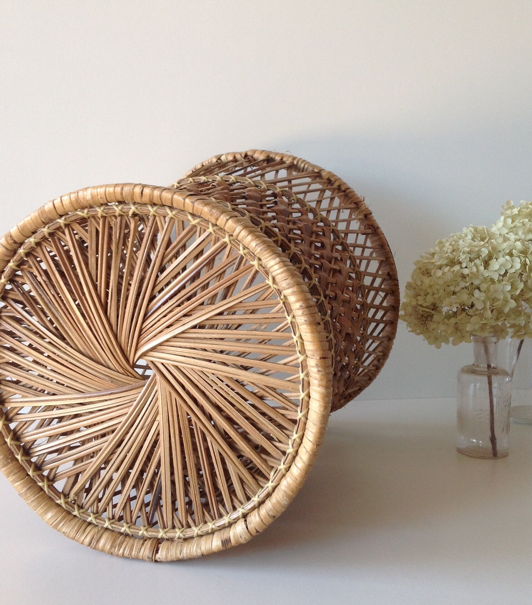 Wicker wastebasket