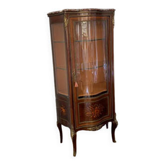 Louis XV display case with wood veneer