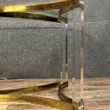 Alessandro Albrizzi: oval table in glass, plexiglass and brass