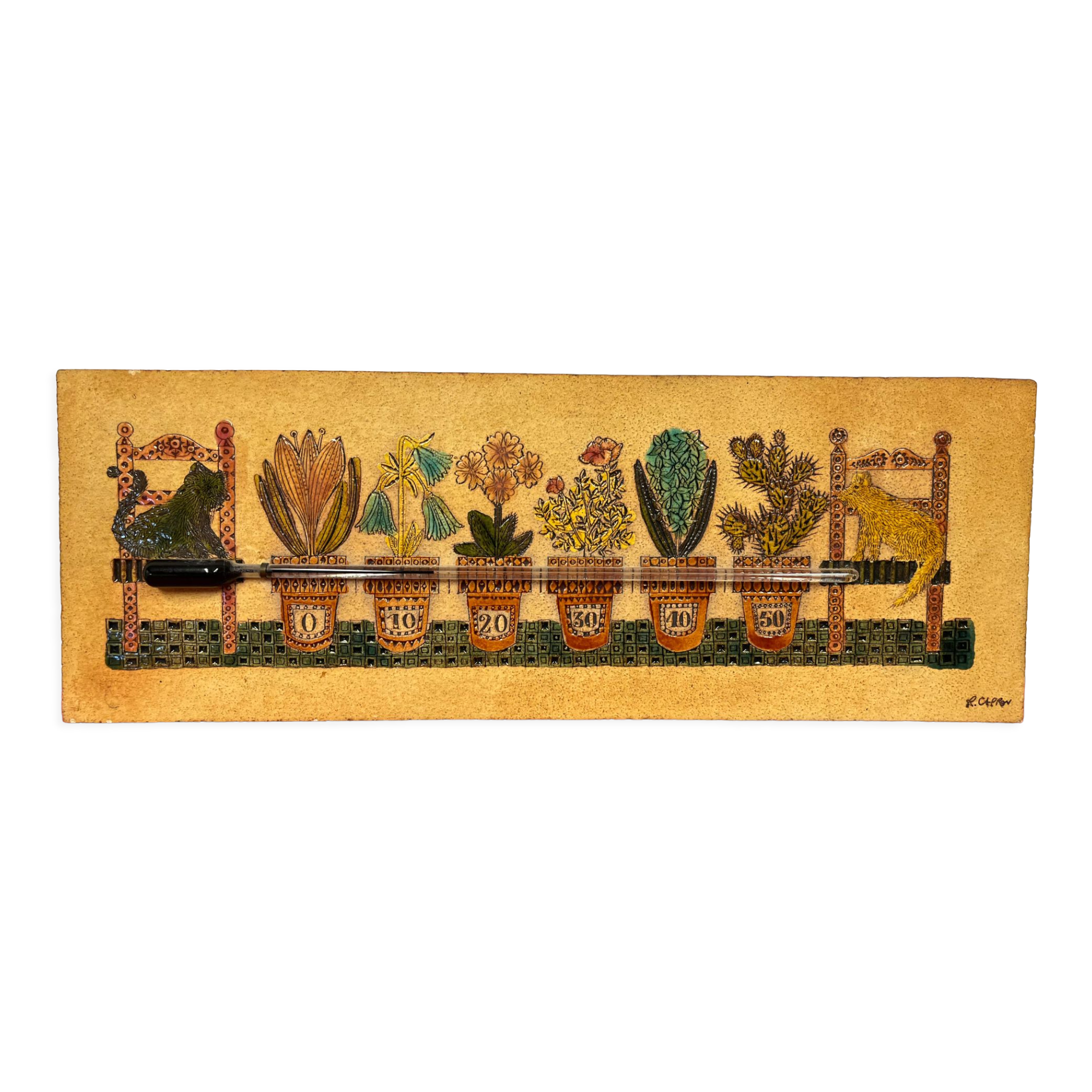 Wall thermometer earthenware Roger Capron