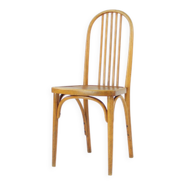 Chaise en bois cintré Thonet vintage en chêne avec étiquette d'origine, Tchécoslovaquie, 1920