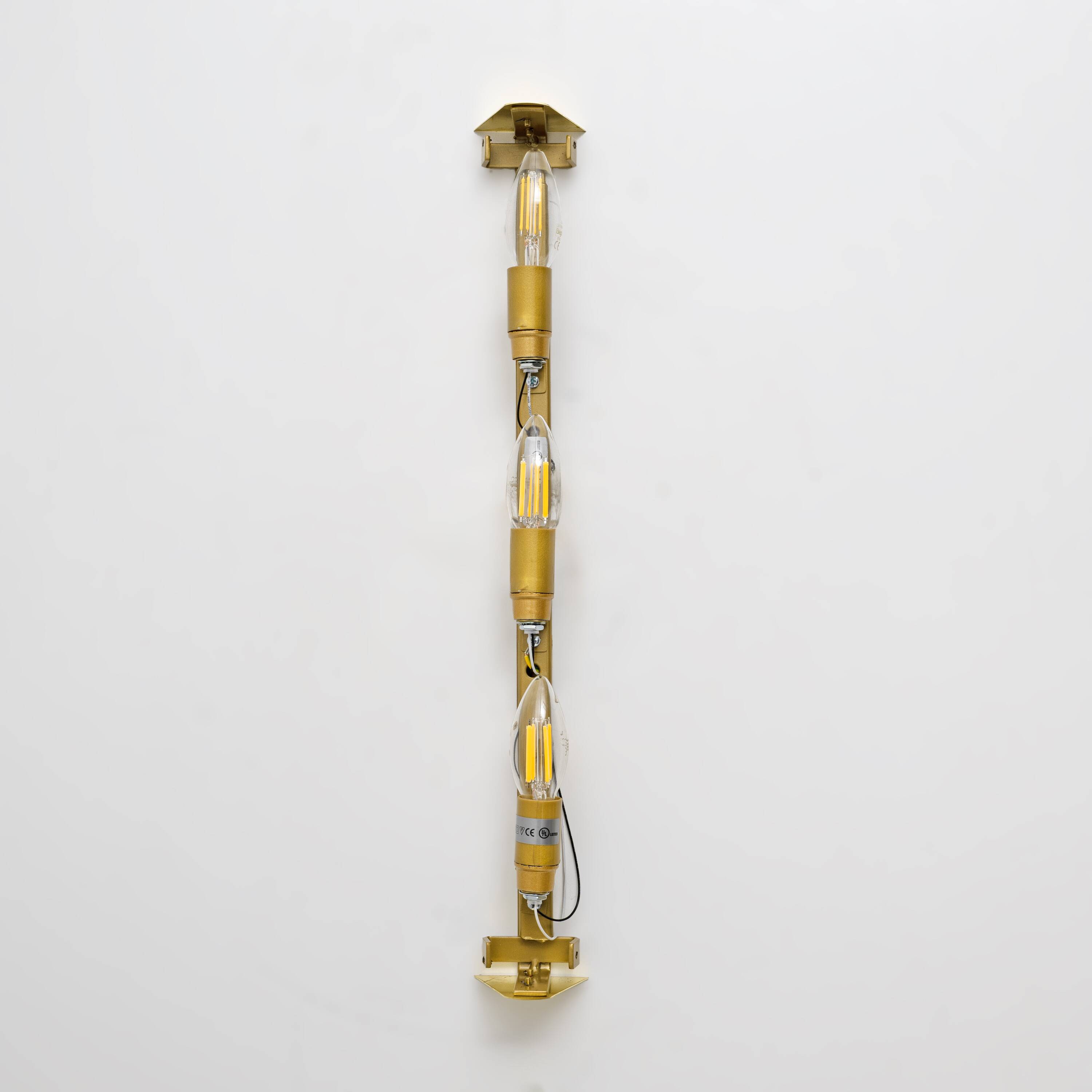 Pair of Modern Italian Brass and Murano Glass Textured Light Green Wall Sconce