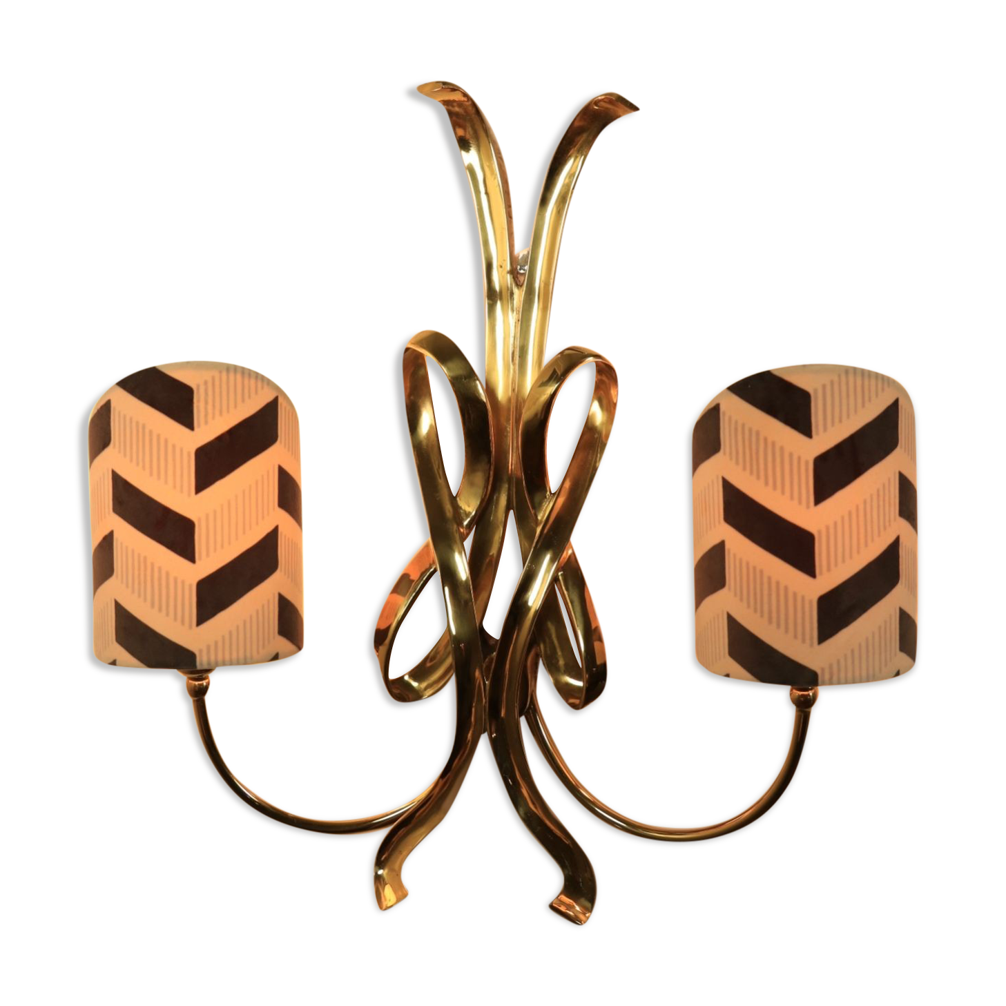 XL golden wall lamp, Hollywood regency style, 1970s