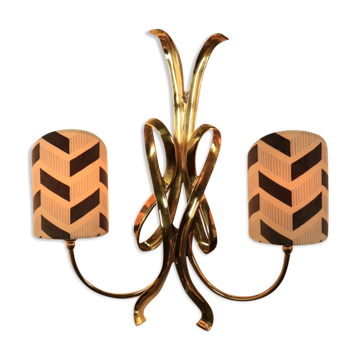 XL golden wall lamp, Hollywood regency style, 1970s