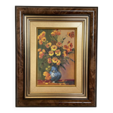 Small painting of a bouquet of flowers, oil on panel, signed.