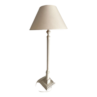Table lamp Roche Bobois foot in bleached wood, lampshade in ivory fabric