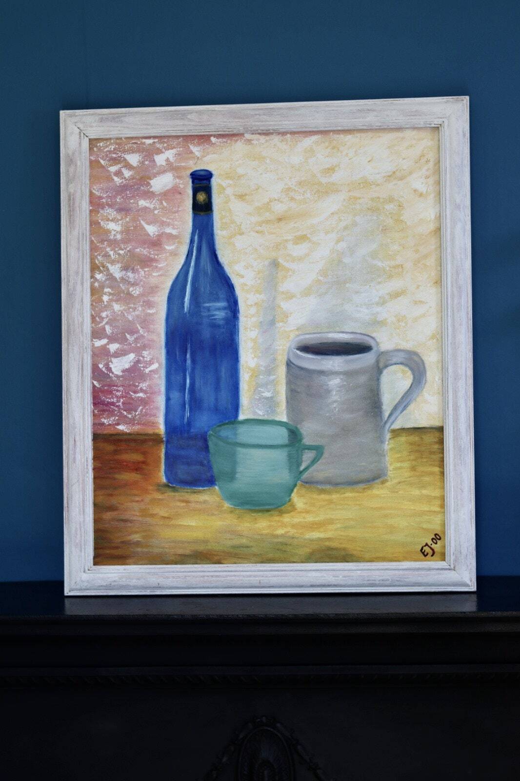 Swedish Mid-Century Oil on Canvas " Still life" Vintage and Framed