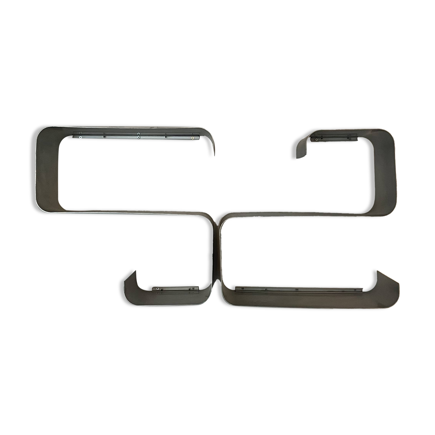 Pair of brushed aluminum shelves, 1970s