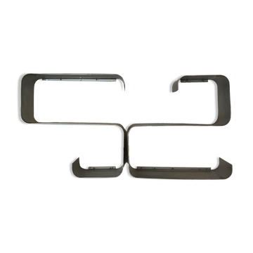 Pair of brushed aluminum shelves, 1970s