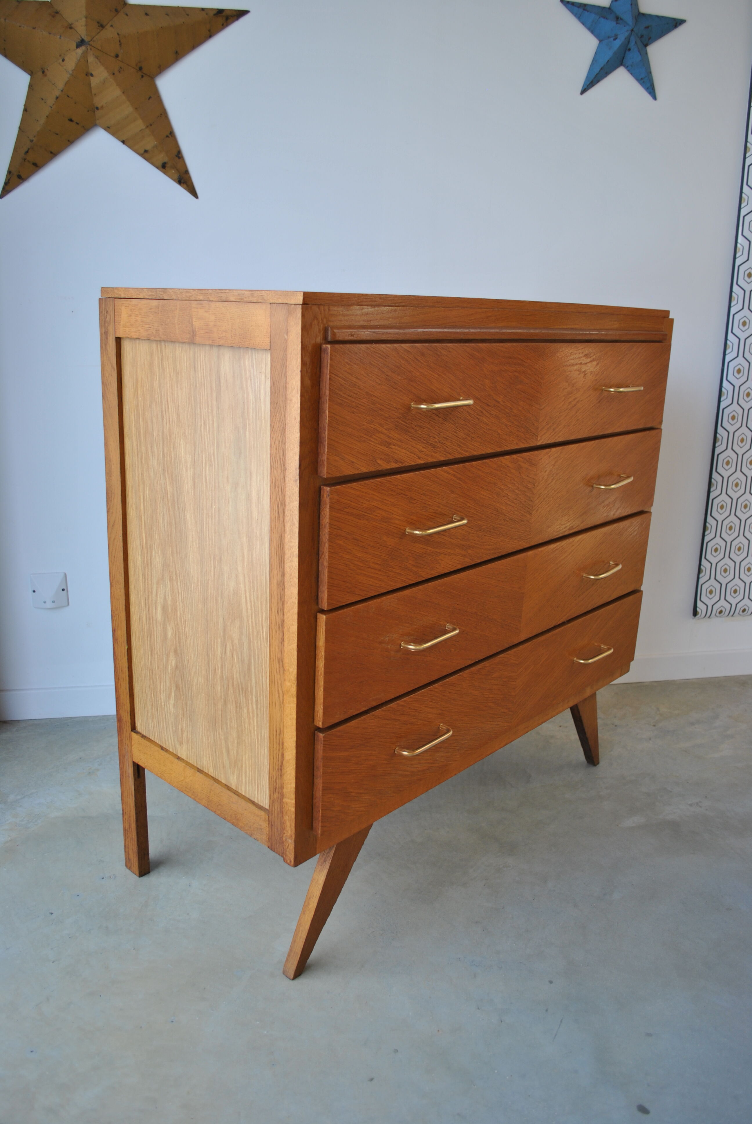 Chest of drawers vintage feet compass 1970
