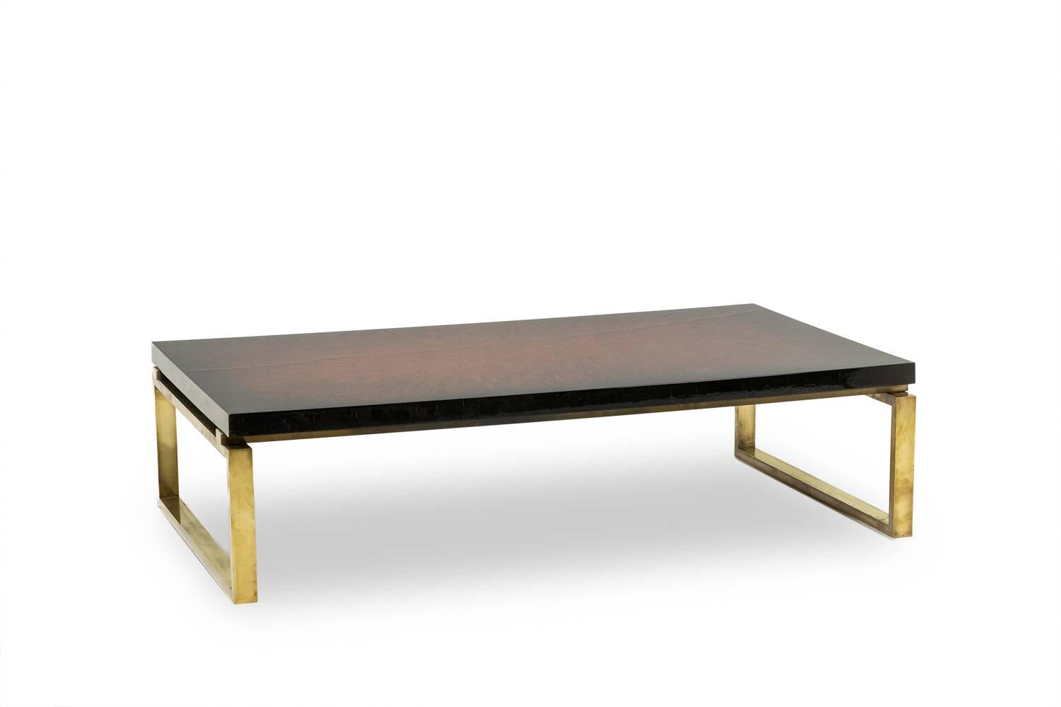 Maison Charles. Bronze coffee table with lacquered top. 1970s.