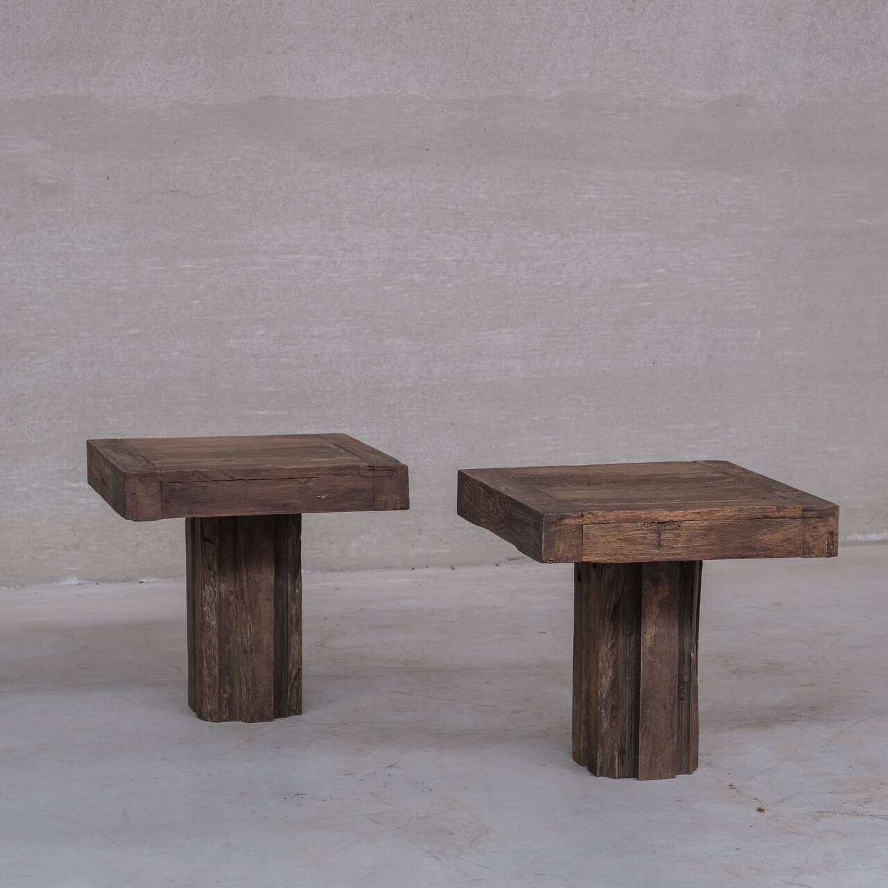 Paire de tables d'appoint en bois Wabi-Sabi, Belgique 1950