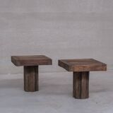 Paire de tables d'appoint en bois Wabi-Sabi, Belgique 1950