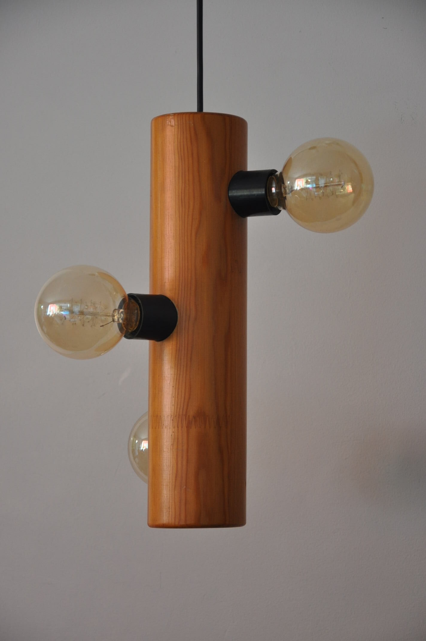 Suspension vintage wood 3 lights