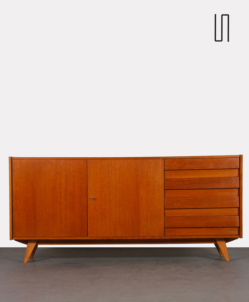 Oak row by Jiroutek for Interier Praha, model U-460, 1960
