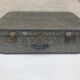 Old suitcase travel fibroc gray white trunk + vintage metal cove