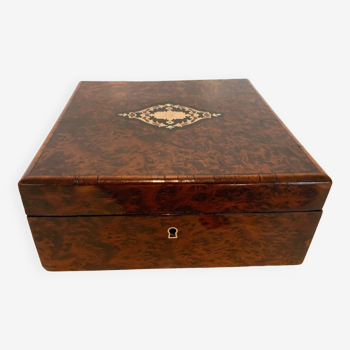 Jewelry box in cedar burl Napoleon III box Boulle marquetry Box