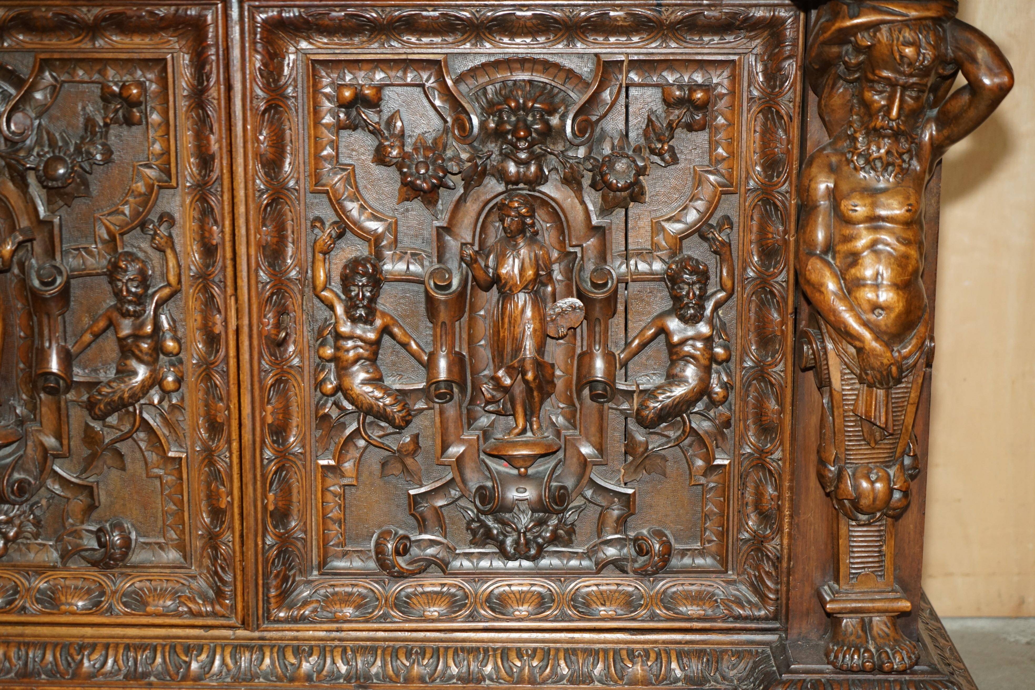 French walnut buffet sideboard, decorated, circa 1850.