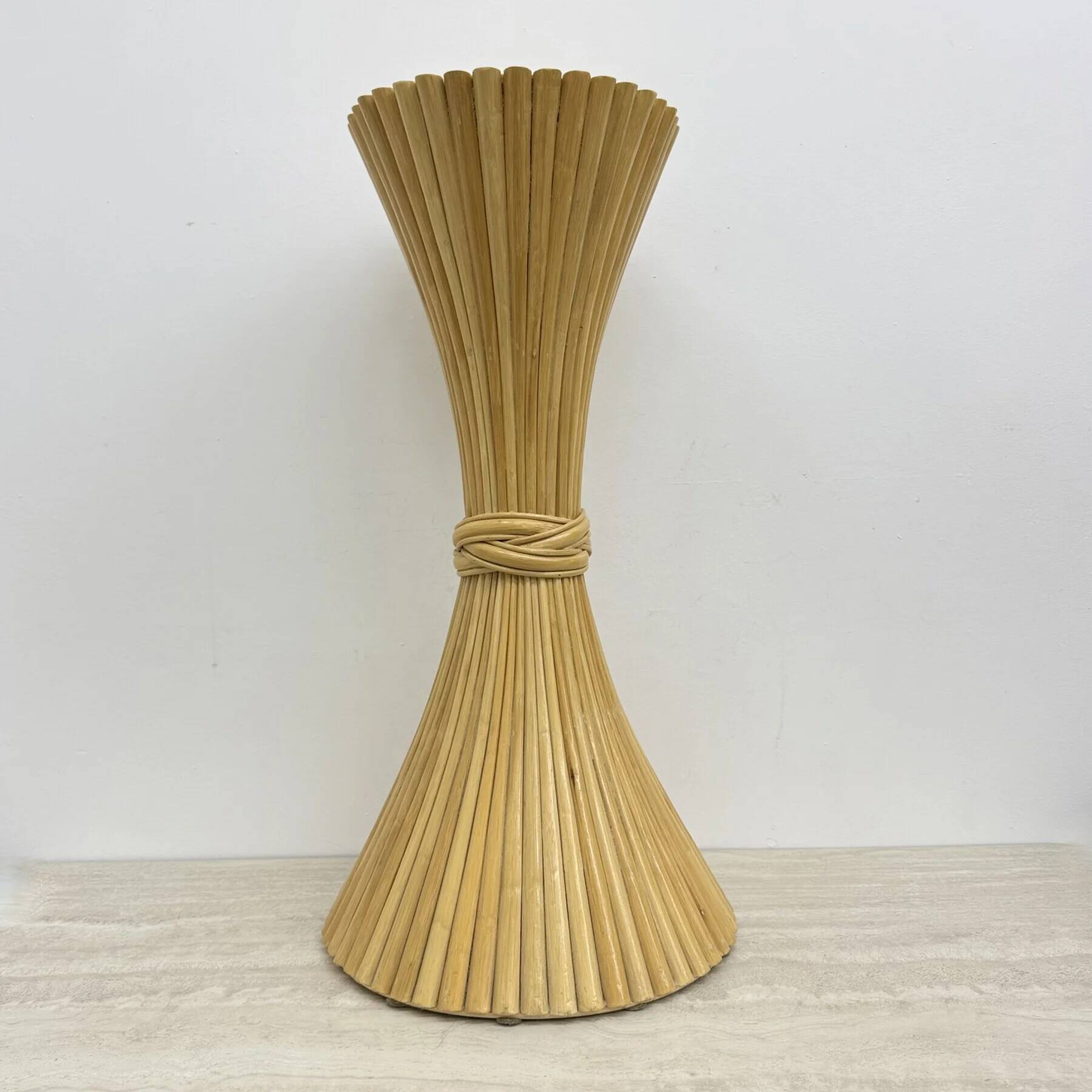 Vintage sheaf of wheat pedestal plant stand by McGuire, 1970s