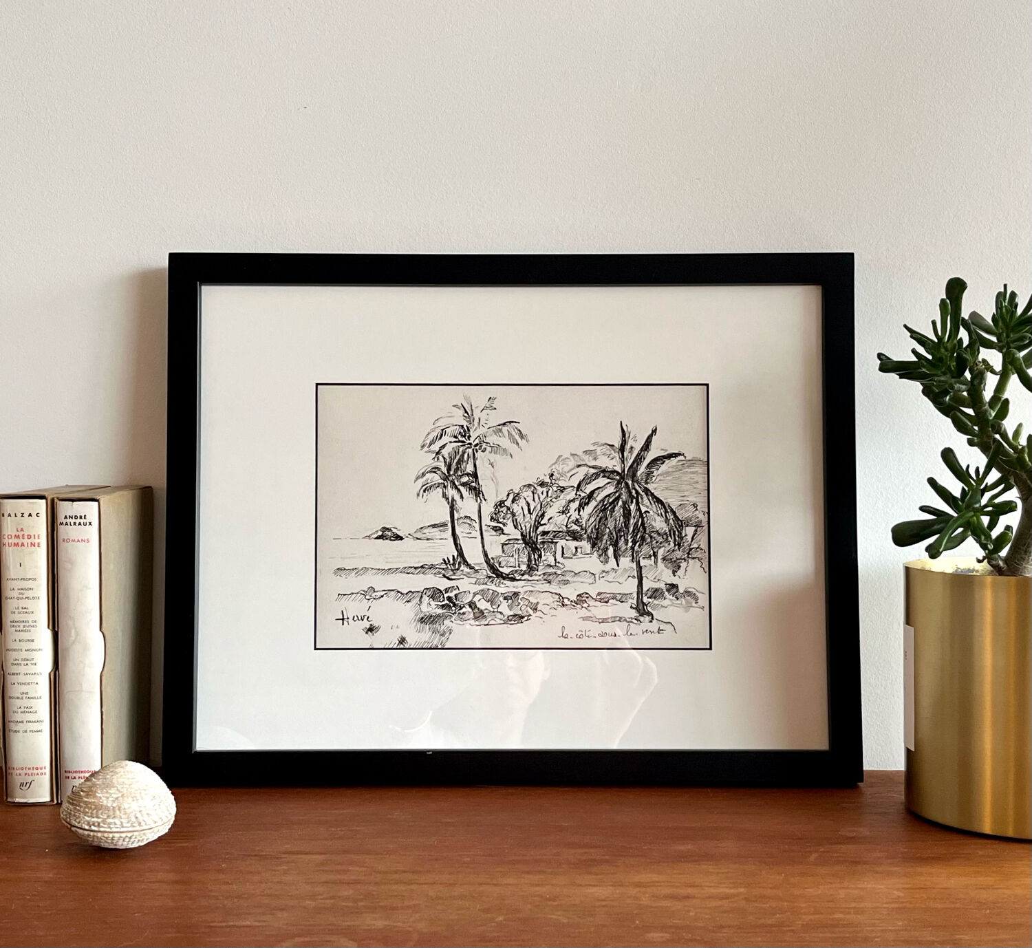 Ink drawing, The leeward coast, Jeannine Hervé