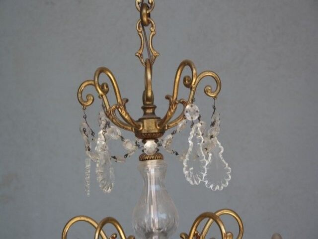 Gilded tassels time 1900 bronze chandelier