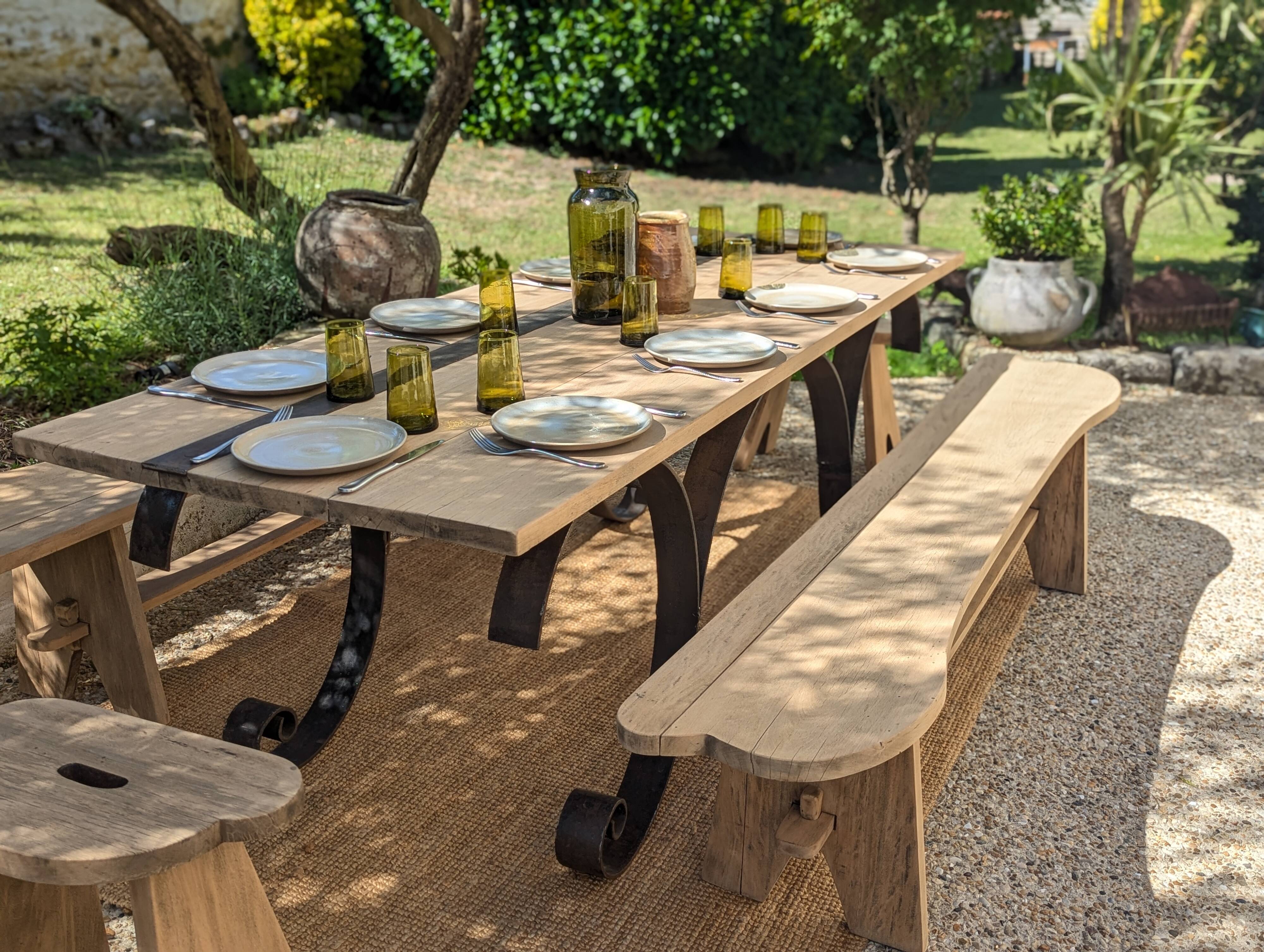 Table set, stools and benches