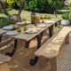 Table set, stools and benches