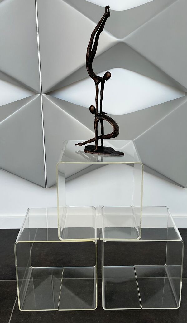 Table d'appoint, étagère cube en plexiglas par Michel Dumas, France 70's
