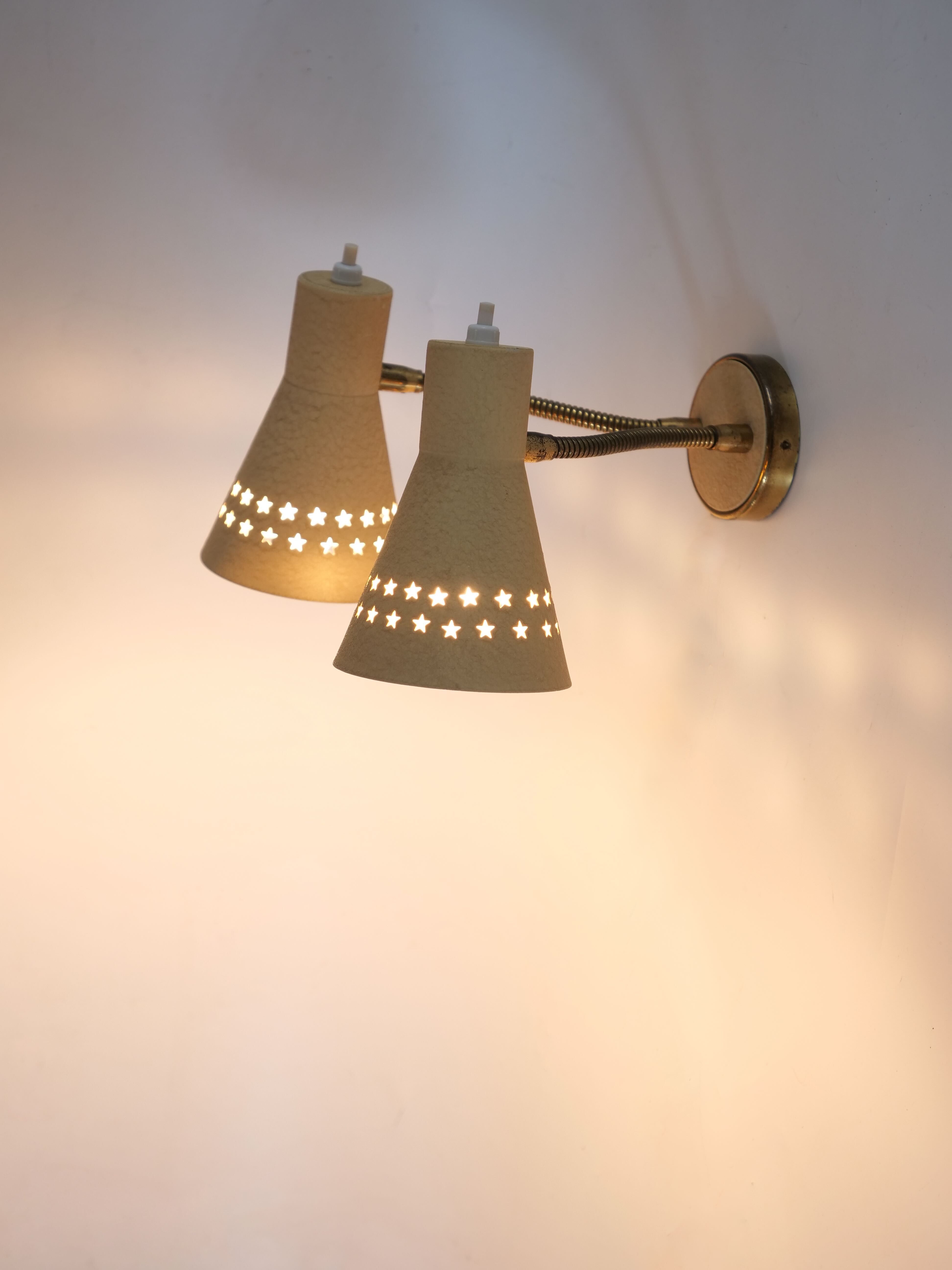 Italian wall lamp double flexible 1950