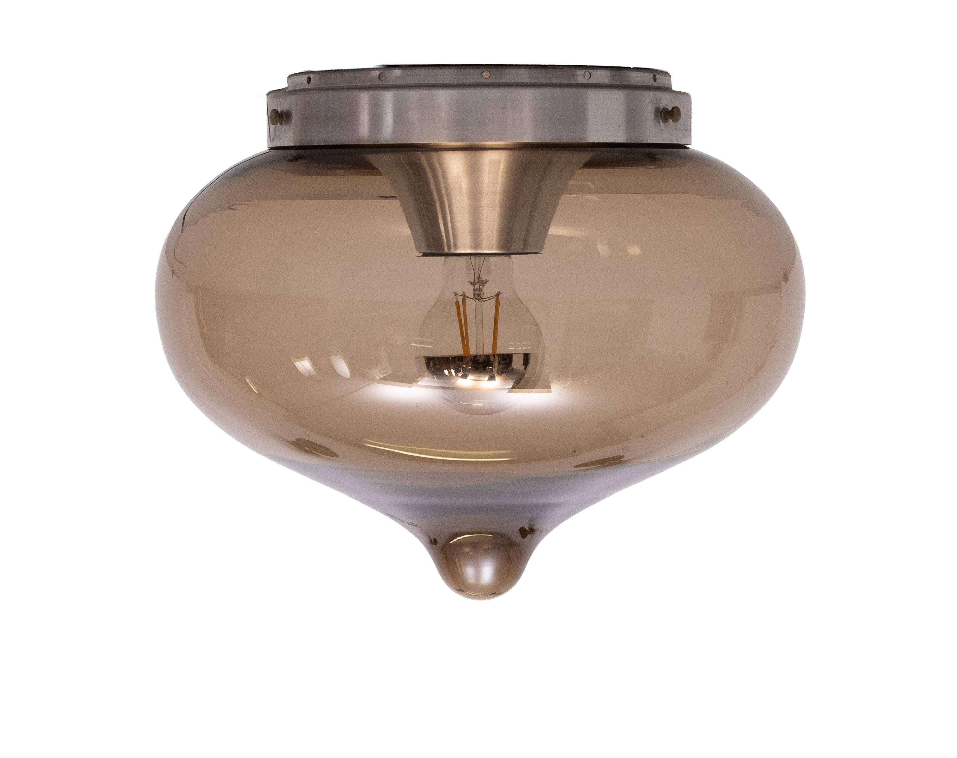 Lumière encastrée Dijkstra Tear Drop, verre fumé gris, années 1970, Hollande