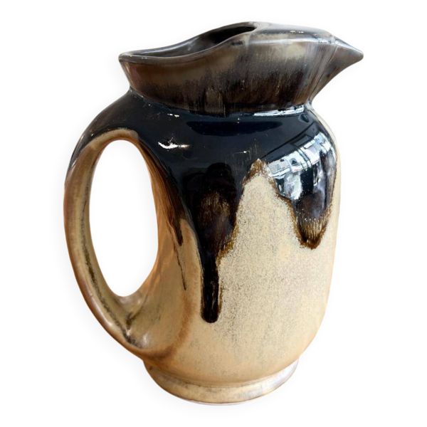 Carafe ancienne en céramique émaillée flammée