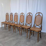Set of 6 Mid-century Bentwood Cane Dining Chair, Thonet Style, 1970s Yugosl