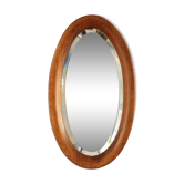 Miroir ovale en bois d'artisan 28x49cm