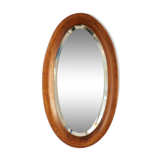 Oval mirror in artisan wood 28x49cm