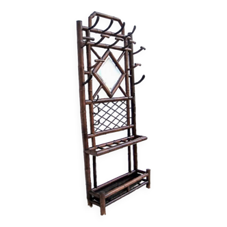 Large vintage bamboo locker room coat rack, circa 1900