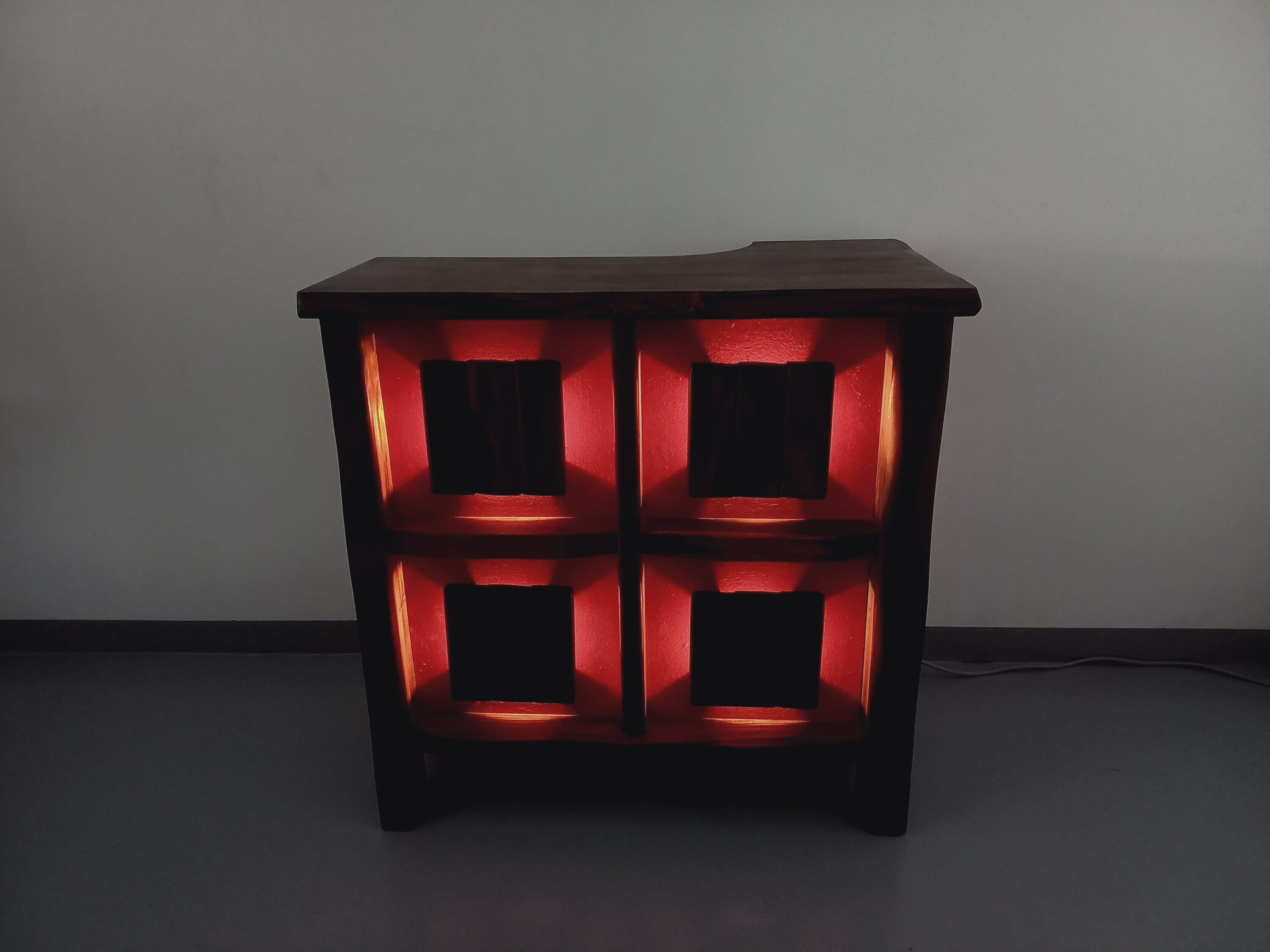 Bright brutalist bar furniture aranjou vintage from the 50s 60s in solid elm