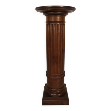 Sellette colonne antique noyer