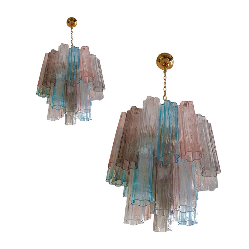 Contemporary Murano Sputnik chandelier in multi-colored glass, Mazzega style, set of 2 or a pair of chan
